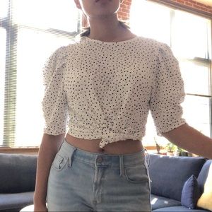 ZARA Polka Dot Crinkle Top
